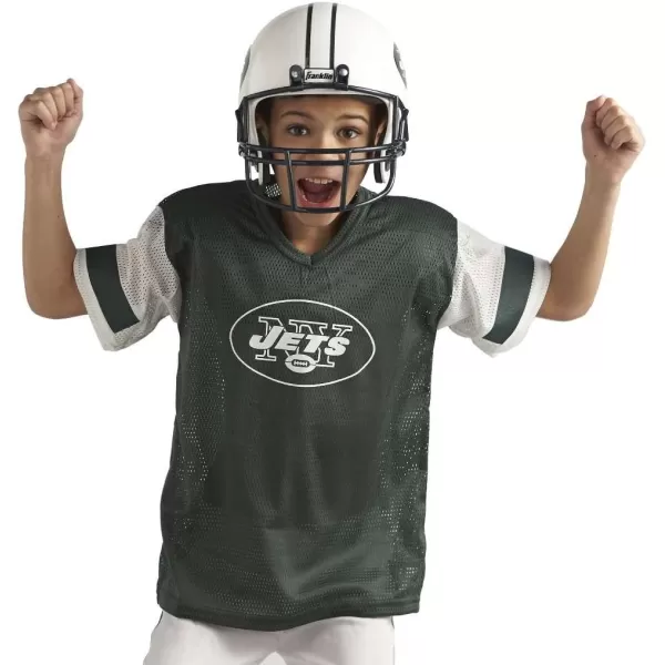 Franklin Sports NFL Youth Football Uniform Set for Boys ampamp Girls  Includes Helmet Jersey ampamp Pants with Chinstrap  NumbersNew York Jets