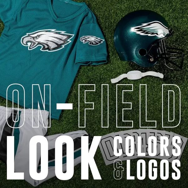 Franklin Sports NFL Youth Football Uniform Set for Boys ampamp Girls  Includes Helmet Jersey ampamp Pants with Chinstrap  NumbersPhiladelphia Eagles