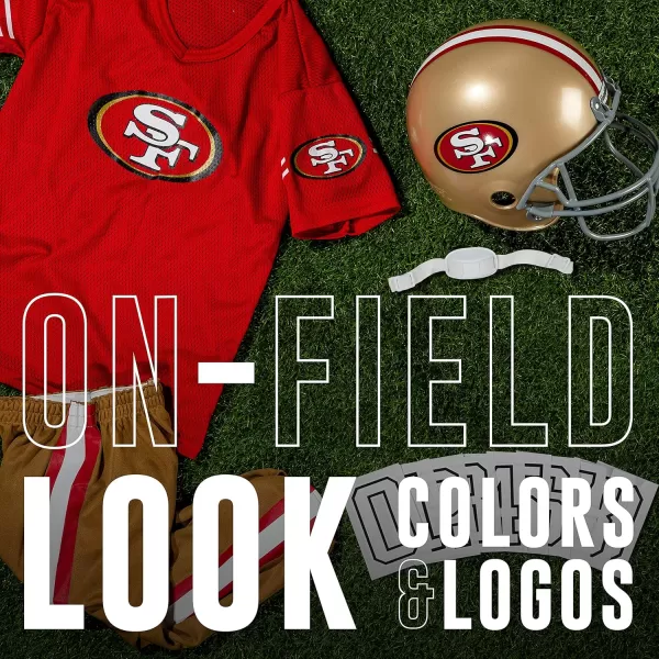 Franklin Sports NFL Youth Football Uniform Set for Boys ampamp Girls  Includes Helmet Jersey ampamp Pants with Chinstrap  NumbersSan Francisco 49ers