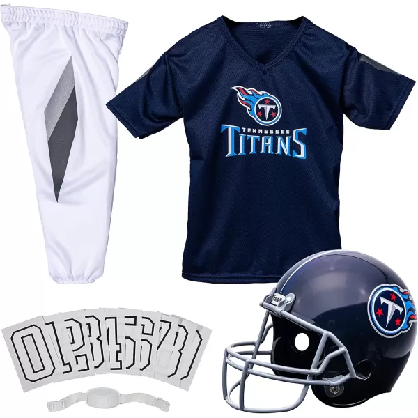 Franklin Sports NFL Youth Football Uniform Set for Boys ampamp Girls  Includes Helmet Jersey ampamp Pants with Chinstrap  NumbersTennessee Titans