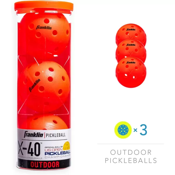 Franklin Sports Outdoor Pickleballs  X40 Pickleball Balls  USA Pickleball USAPA Approved  Official US Open BallEmber