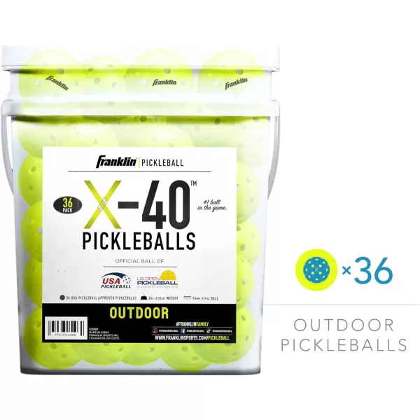 Franklin Sports Outdoor Pickleballs  X40 Pickleball Balls  USA Pickleball USAPA Approved  Official US Open BallYellow