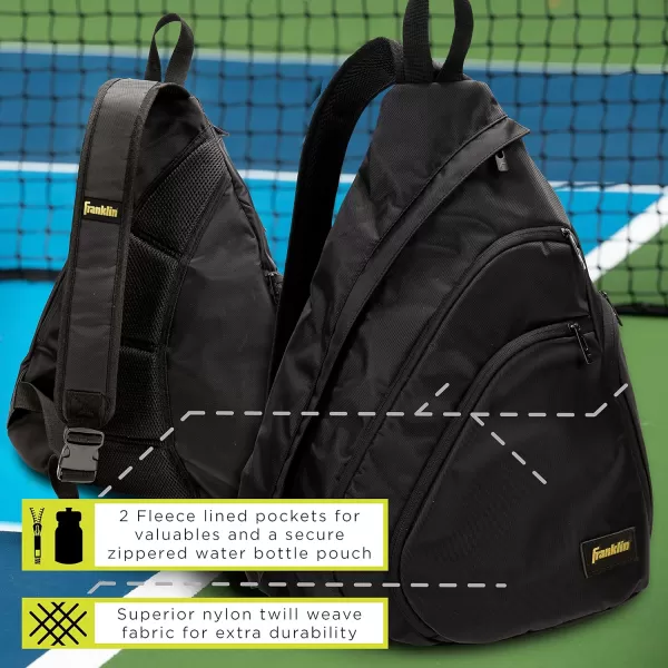 Franklin Sports Pickleball Bags  Sling Bag  Duffle Bag  Backpack for Paddles Pickleballs  Accessories  Elite Nylon Fabric  Pickleball Equipment Bag for Men  Women  BlackElite Sling Bag