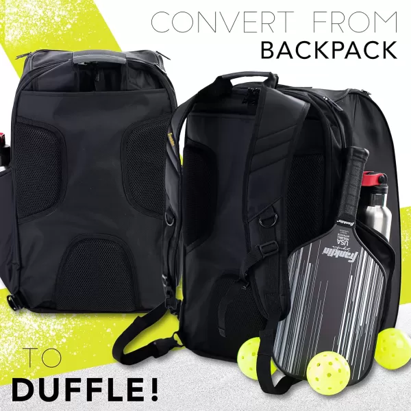 Franklin Sports Pickleball Bags  Sling Bag  Duffle Bag  Backpack for Paddles Pickleballs  Accessories  Elite Nylon Fabric  Pickleball Equipment Bag for Men  Women  BlackElite Hybrid Backpack
