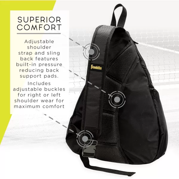 Franklin Sports Pickleball Bags  Sling Bag  Duffle Bag  Backpack for Paddles Pickleballs  Accessories  Elite Nylon Fabric  Pickleball Equipment Bag for Men  Women  BlackElite Sling Bag