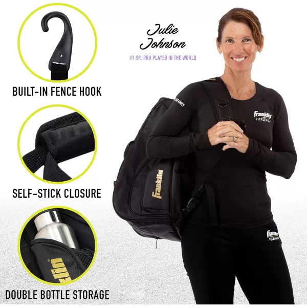 Franklin Sports Pickleball Bags  Sling Bag  Duffle Bag  Backpack for Paddles Pickleballs  Accessories  Elite Nylon Fabric  Pickleball Equipment Bag for Men  Women  BlackElite Hybrid Backpack
