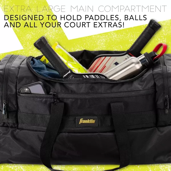 Franklin Sports Pickleball Bags  Sling Bag  Duffle Bag  Backpack for Paddles Pickleballs  Accessories  Elite Nylon Fabric  Pickleball Equipment Bag for Men  Women  BlackElite Duffel Bag