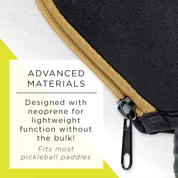Franklin Sports Pickleball Paddle Cover  Protective Padded Pickleball Cover with Fence Hook  Universal Size Pickleball Paddle Case  Protective Pickleball Equipment  AccessoryBlackGold