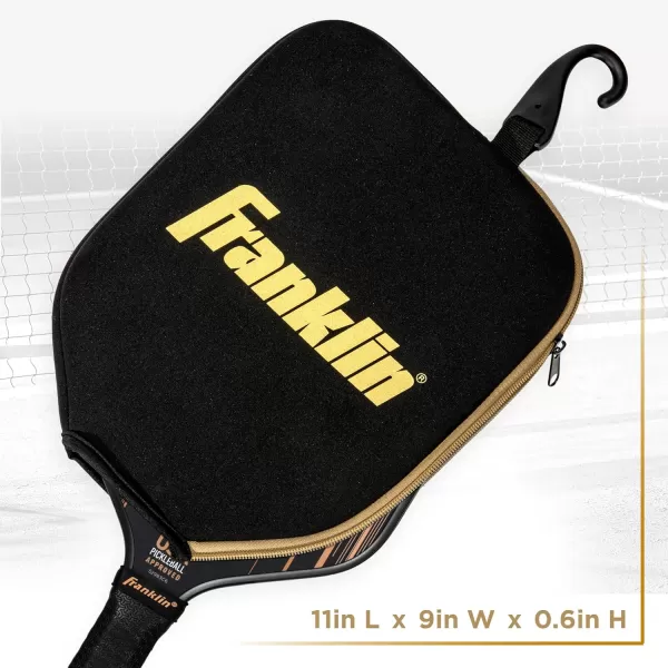 Franklin Sports Pickleball Paddle Cover  Protective Padded Pickleball Cover with Fence Hook  Universal Size Pickleball Paddle Case  Protective Pickleball Equipment  AccessoryBlackGold