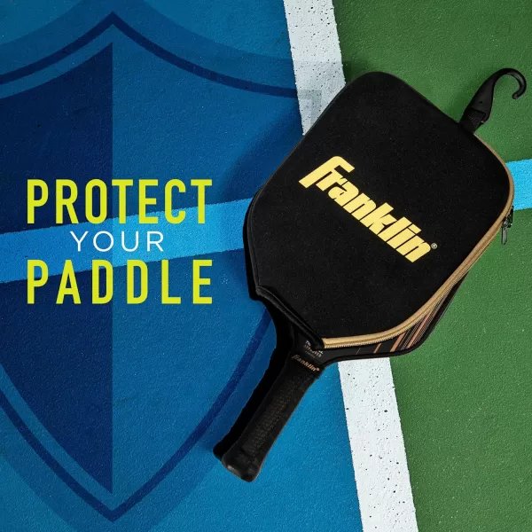 Franklin Sports Pickleball Paddle Cover  Protective Padded Pickleball Cover with Fence Hook  Universal Size Pickleball Paddle Case  Protective Pickleball Equipment  AccessoryBlackGold