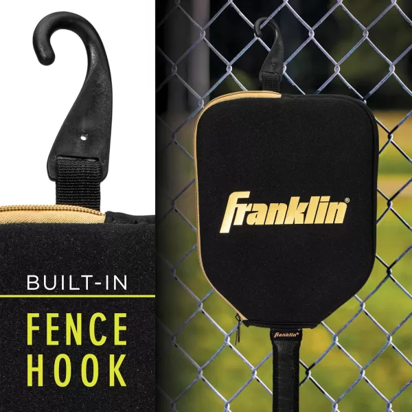 Franklin Sports Pickleball Paddle Cover  Protective Padded Pickleball Cover with Fence Hook  Universal Size Pickleball Paddle Case  Protective Pickleball Equipment  AccessoryBlackGold