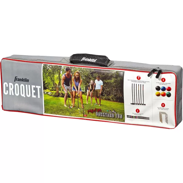 Franklin Sports Portable Backyard Croquet Sets  Complete 4  6 Player Croquet Sets with Mallets Croquet Balls  Wickets Included  Outdoor Family Lawn Game Sets with Carry BagFamily