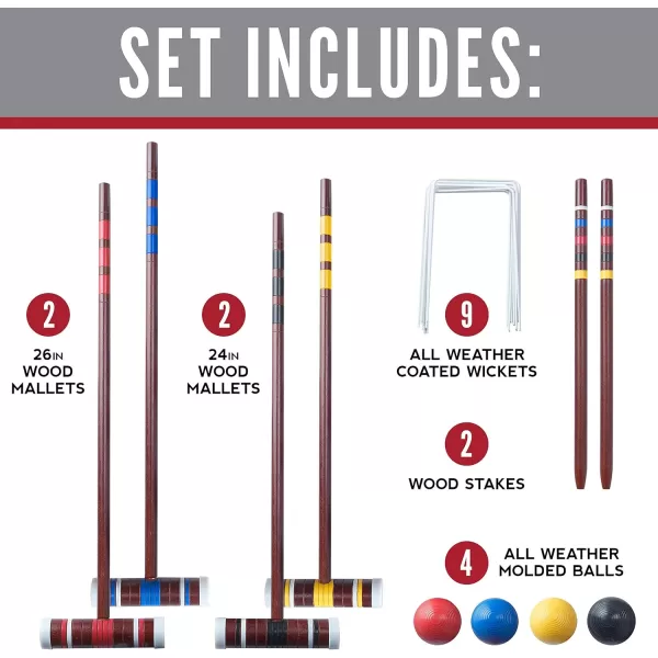 Franklin Sports Portable Backyard Croquet Sets  Complete 4  6 Player Croquet Sets with Mallets Croquet Balls  Wickets Included  Outdoor Family Lawn Game Sets with Carry BagStarter