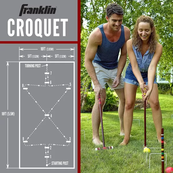 Franklin Sports Portable Backyard Croquet Sets  Complete 4  6 Player Croquet Sets with Mallets Croquet Balls  Wickets Included  Outdoor Family Lawn Game Sets with Carry BagFamily