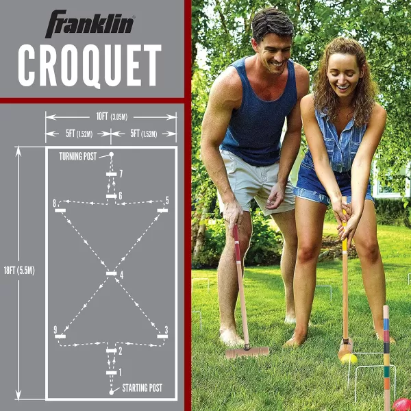 Franklin Sports Portable Backyard Croquet Sets  Complete 4  6 Player Croquet Sets with Mallets Croquet Balls  Wickets Included  Outdoor Family Lawn Game Sets with Carry BagProfessional