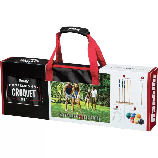Franklin Sports Portable Backyard Croquet Sets  Complete 4  6 Player Croquet Sets with Mallets Croquet Balls  Wickets Included  Outdoor Family Lawn Game Sets with Carry BagProfessional