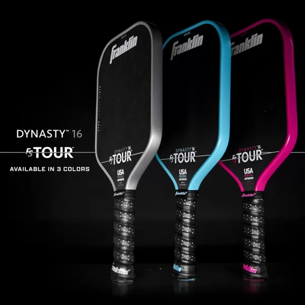 Franklin Sports Pro Pickleball Paddles  FS Tour Series Raw Carbon Fiber T700  USA Pickleball Approved  Unibody Epoxy Resin Injected Edge  Dynasty  Tempo  14mm16mm Core  Gray Blue  PinkBlue