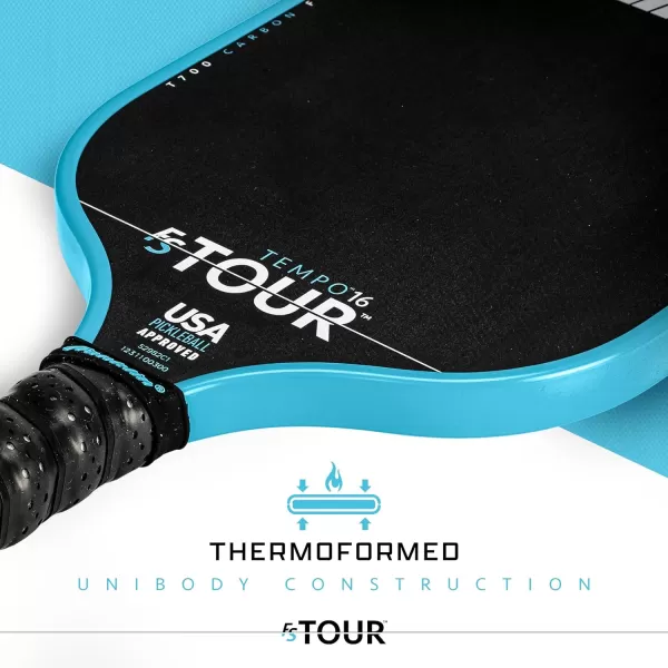 Franklin Sports Pro Pickleball Paddles  FS Tour Series Raw Carbon Fiber T700  USA Pickleball Approved  Unibody Epoxy Resin Injected Edge  Dynasty  Tempo  14mm16mm Core  Gray Blue  PinkBlue