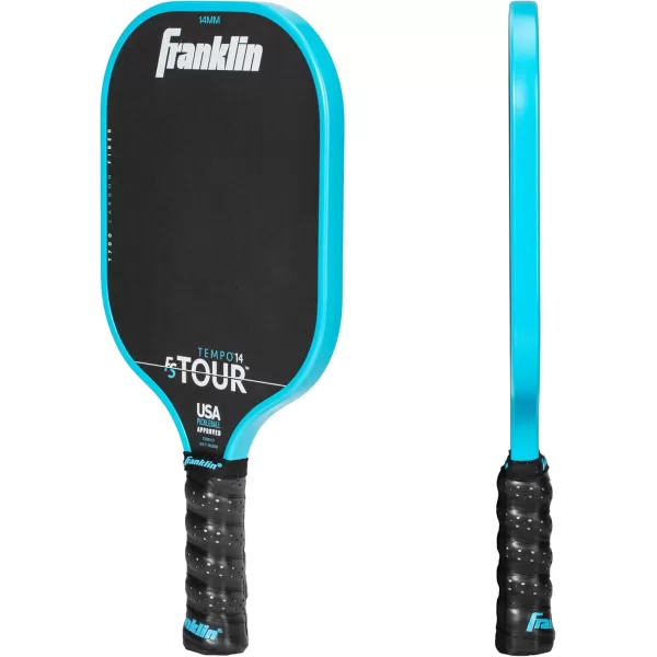 Franklin Sports Pro Pickleball Paddles  FS Tour Series Raw Carbon Fiber T700  USA Pickleball Approved  Unibody Epoxy Resin Injected Edge  Dynasty  Tempo  14mm16mm Core  Gray Blue  PinkBlue