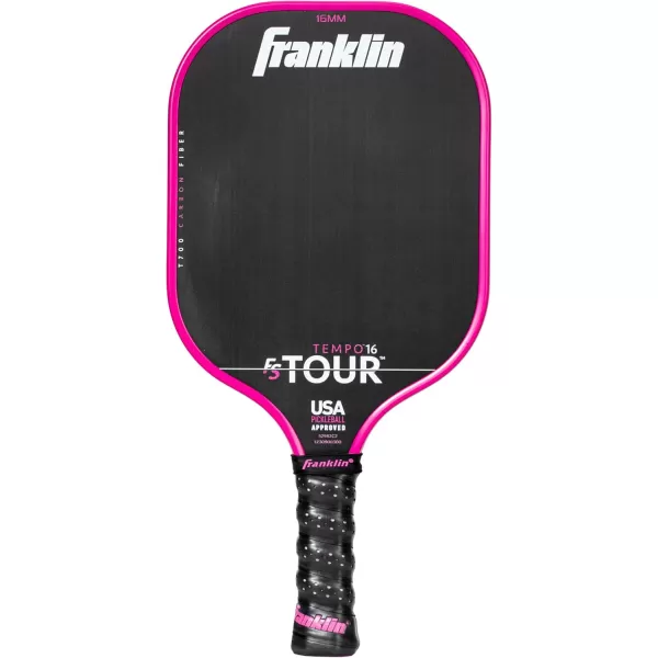 Franklin Sports Pro Pickleball Paddles  FS Tour Series Raw Carbon Fiber T700  USA Pickleball Approved  Unibody Epoxy Resin Injected Edge  Dynasty  Tempo  14mm16mm Core  Gray Blue  PinkPink