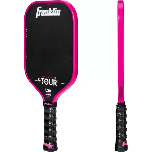 Franklin Sports Pro Pickleball Paddles  FS Tour Series Raw Carbon Fiber T700  USA Pickleball Approved  Unibody Epoxy Resin Injected Edge  Dynasty  Tempo  14mm16mm Core  Gray Blue  PinkPink
