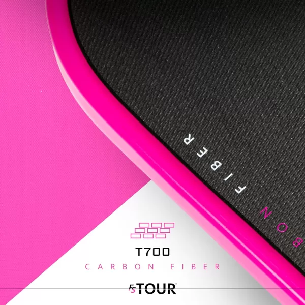 Franklin Sports Pro Pickleball Paddles  FS Tour Series Raw Carbon Fiber T700  USA Pickleball Approved  Unibody Epoxy Resin Injected Edge  Dynasty  Tempo  14mm16mm Core  Gray Blue  PinkPink