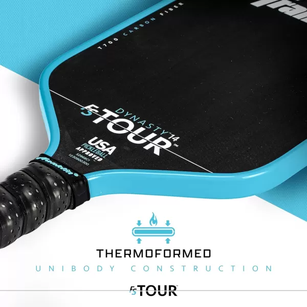 Franklin Sports Pro Pickleball Paddles  FS Tour Series Raw Carbon Fiber T700  USA Pickleball Approved  Unibody Epoxy Resin Injected Edge  Dynasty  Tempo  14mm16mm Core  Gray Blue  PinkBlue