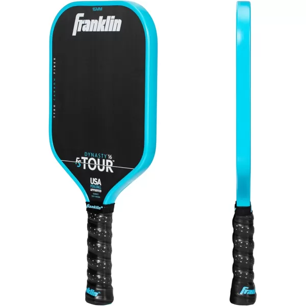 Franklin Sports Pro Pickleball Paddles  FS Tour Series Raw Carbon Fiber T700  USA Pickleball Approved  Unibody Epoxy Resin Injected Edge  Dynasty  Tempo  14mm16mm Core  Gray Blue  PinkBlue
