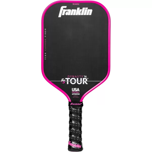 Franklin Sports Pro Pickleball Paddles  FS Tour Series Raw Carbon Fiber T700  USA Pickleball Approved  Unibody Epoxy Resin Injected Edge  Dynasty  Tempo  14mm16mm Core  Gray Blue  PinkPink