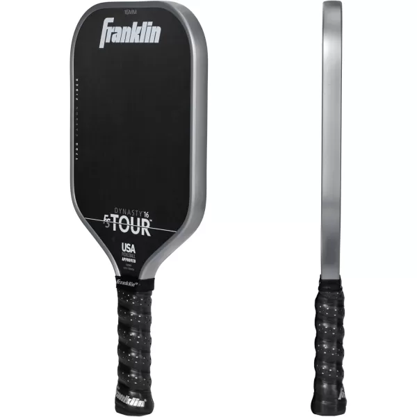 Franklin Sports Pro Pickleball Paddles  FS Tour Series Raw Carbon Fiber T700  USA Pickleball Approved  Unibody Epoxy Resin Injected Edge  Dynasty  Tempo  14mm16mm Core  Gray Blue  PinkGray