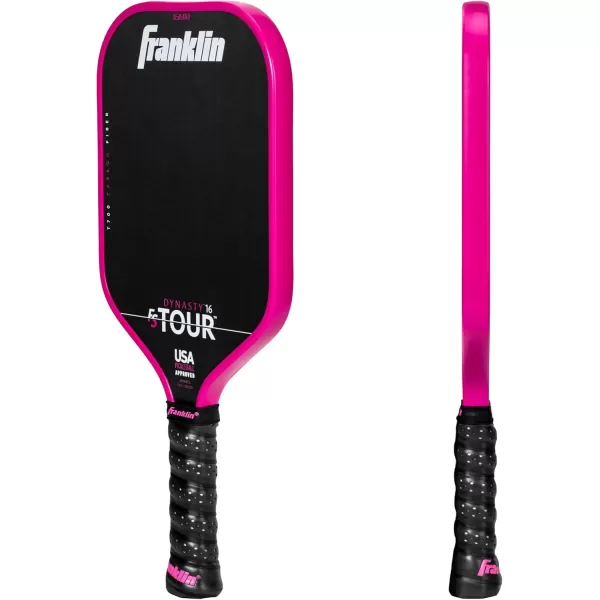 Franklin Sports Pro Pickleball Paddles  FS Tour Series Raw Carbon Fiber T700  USA Pickleball Approved  Unibody Epoxy Resin Injected Edge  Dynasty  Tempo  14mm16mm Core  Gray Blue  PinkPink