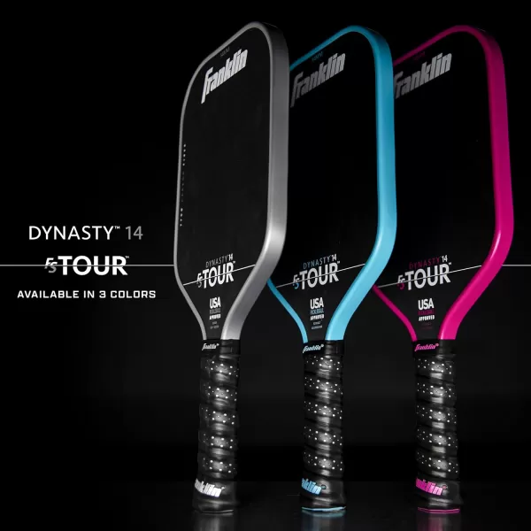 Franklin Sports Pro Pickleball Paddles  FS Tour Series Raw Carbon Fiber T700  USA Pickleball Approved  Unibody Epoxy Resin Injected Edge  Dynasty  Tempo  14mm16mm Core  Gray Blue  PinkBlue