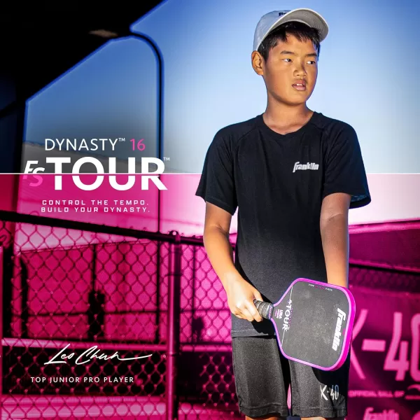 Franklin Sports Pro Pickleball Paddles  FS Tour Series Raw Carbon Fiber T700  USA Pickleball Approved  Unibody Epoxy Resin Injected Edge  Dynasty  Tempo  14mm16mm Core  Gray Blue  PinkPink