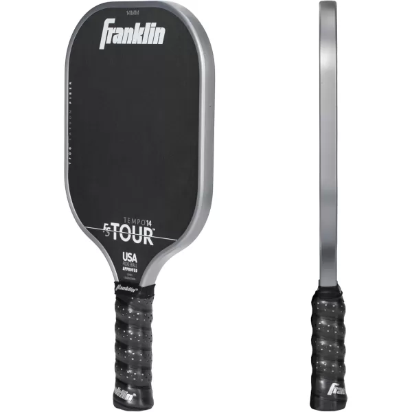 Franklin Sports Pro Pickleball Paddles  FS Tour Series Raw Carbon Fiber T700  USA Pickleball Approved  Unibody Epoxy Resin Injected Edge  Dynasty  Tempo  14mm16mm Core  Gray Blue  PinkGray