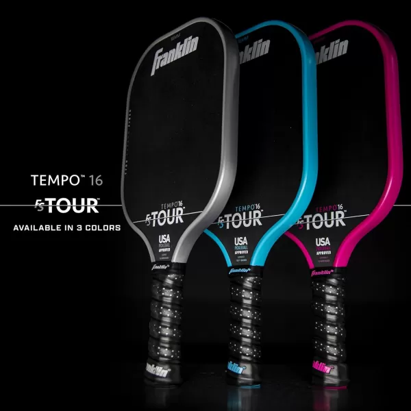 Franklin Sports Pro Pickleball Paddles  FS Tour Series Raw Carbon Fiber T700  USA Pickleball Approved  Unibody Epoxy Resin Injected Edge  Dynasty  Tempo  14mm16mm Core  Gray Blue  PinkBlue