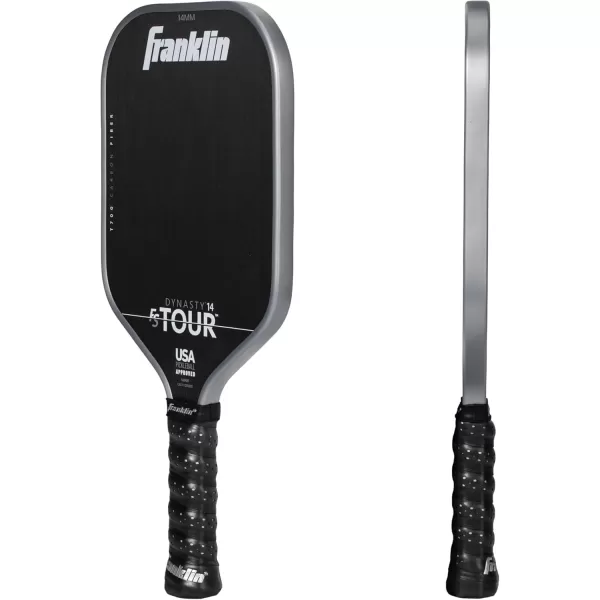 Franklin Sports Pro Pickleball Paddles  FS Tour Series Raw Carbon Fiber T700  USA Pickleball Approved  Unibody Epoxy Resin Injected Edge  Dynasty  Tempo  14mm16mm Core  Gray Blue  PinkGray
