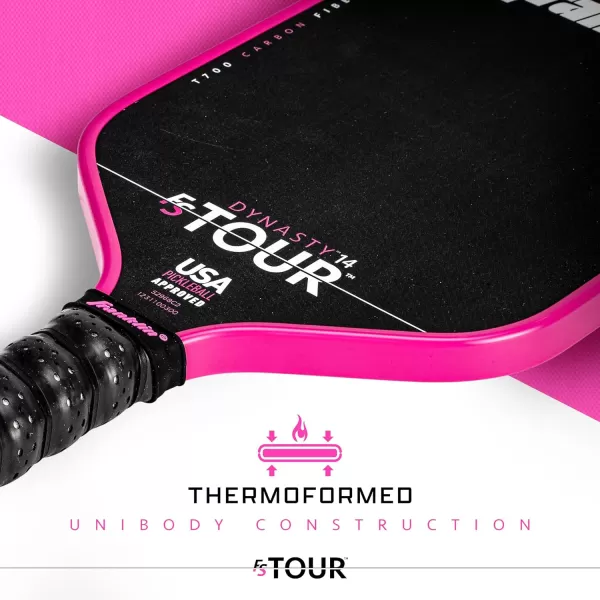 Franklin Sports Pro Pickleball Paddles  FS Tour Series Raw Carbon Fiber T700  USA Pickleball Approved  Unibody Epoxy Resin Injected Edge  Dynasty  Tempo  14mm16mm Core  Gray Blue  PinkPink