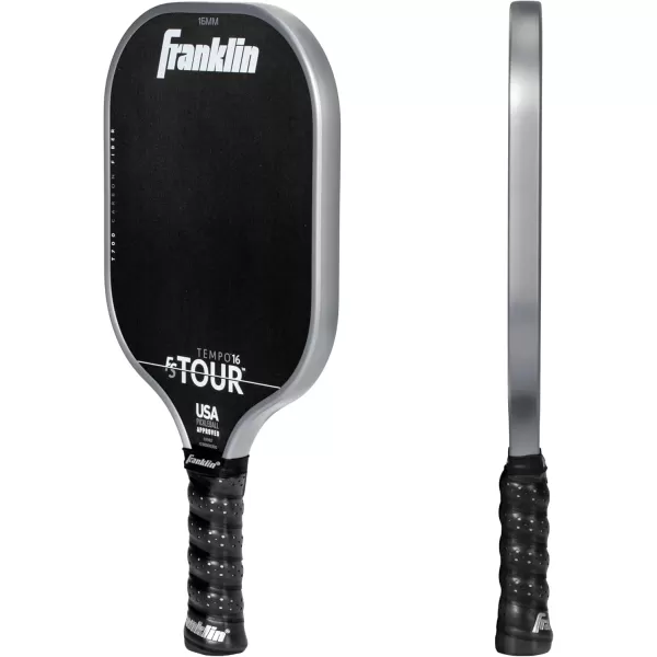 Franklin Sports Pro Pickleball Paddles  FS Tour Series Raw Carbon Fiber T700  USA Pickleball Approved  Unibody Epoxy Resin Injected Edge  Dynasty  Tempo  14mm16mm Core  Gray Blue  PinkGray
