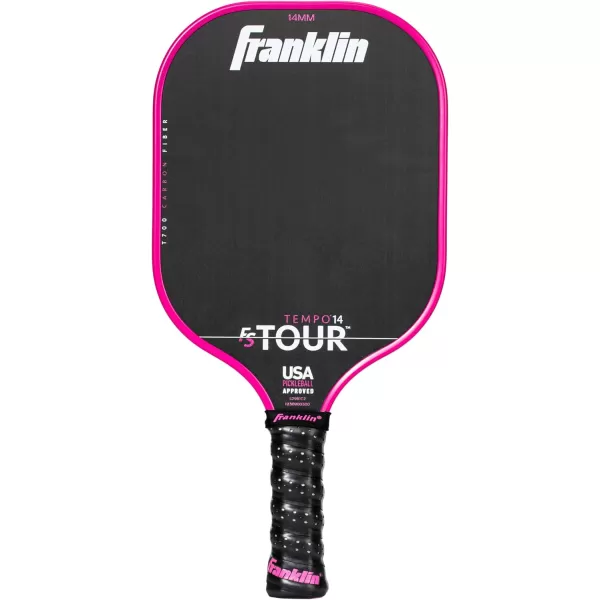 Franklin Sports Pro Pickleball Paddles  FS Tour Series Raw Carbon Fiber T700  USA Pickleball Approved  Unibody Epoxy Resin Injected Edge  Dynasty  Tempo  14mm16mm Core  Gray Blue  PinkPink