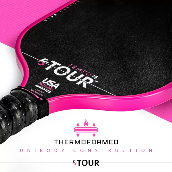 Franklin Sports Pro Pickleball Paddles  FS Tour Series Raw Carbon Fiber T700  USA Pickleball Approved  Unibody Epoxy Resin Injected Edge  Dynasty  Tempo  14mm16mm Core  Gray Blue  PinkPink