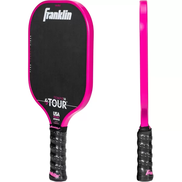 Franklin Sports Pro Pickleball Paddles  FS Tour Series Raw Carbon Fiber T700  USA Pickleball Approved  Unibody Epoxy Resin Injected Edge  Dynasty  Tempo  14mm16mm Core  Gray Blue  PinkPink