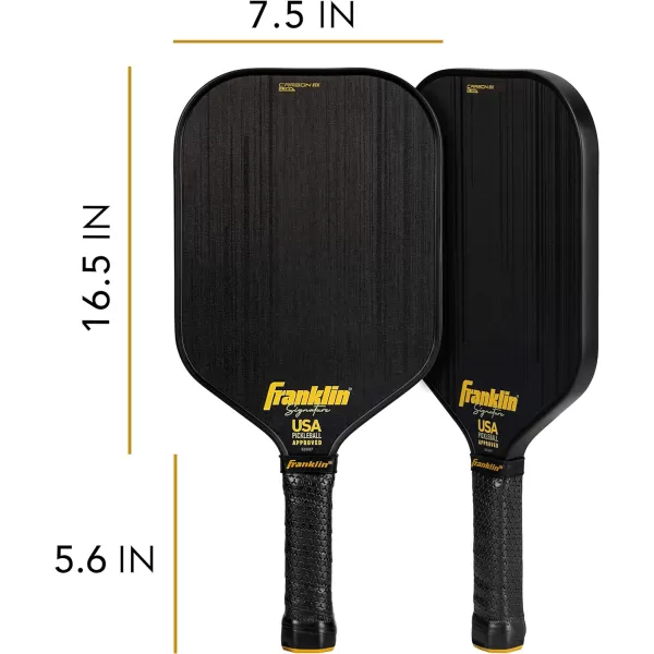 Franklin Sports Pro Pickleball Paddles  Signature Series STK Carbon Fiber Pickleball Paddle  USA Pickleball USAPA Approved Tournament Paddle  Polypropylene Core Pro Paddles  145mm  16mm Cores145mm