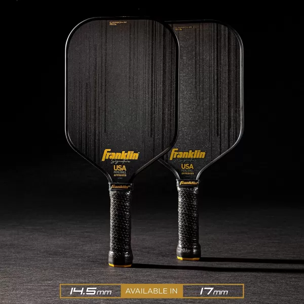 Franklin Sports Pro Pickleball Paddles  Signature Series STK Carbon Fiber Pickleball Paddle  USA Pickleball USAPA Approved Tournament Paddle  Polypropylene Core Pro Paddles  145mm  16mm Cores145mm