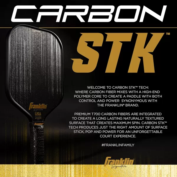 Franklin Sports Pro Pickleball Paddles  Signature Series STK Carbon Fiber Pickleball Paddle  USA Pickleball USAPA Approved Tournament Paddle  Polypropylene Core Pro Paddles  145mm  16mm Cores145mm