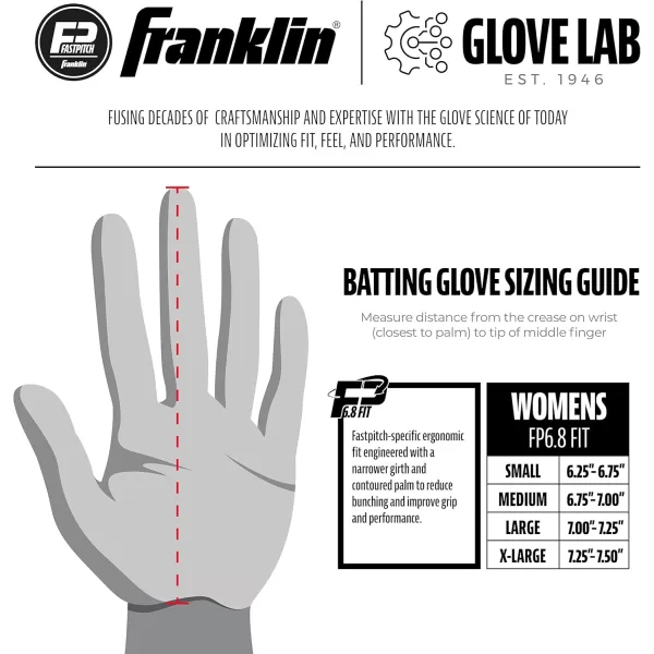 Franklin Sports USA Softball Womens Softball Batting Gloves  CFX Pro Fastpitch  Slowpitch Girls Batting Gloves  Adult  Youth Batting Glove PairsAll Weather  White