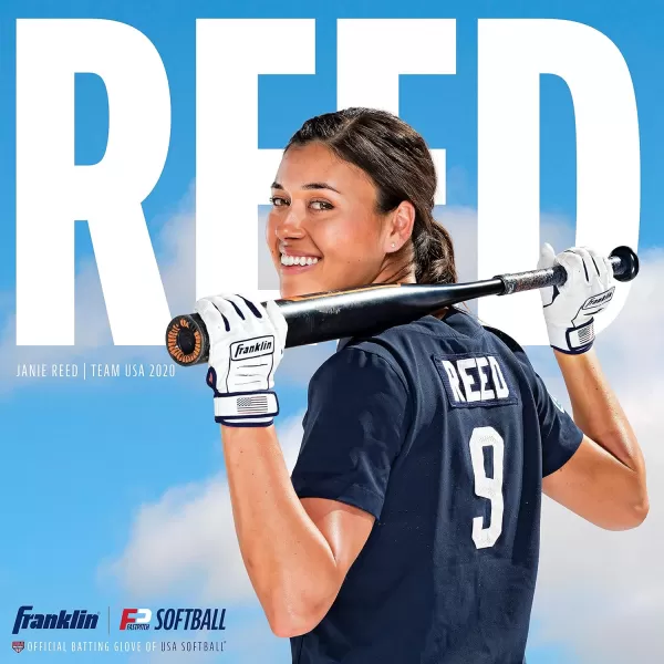 Franklin Sports USA Softball Womens Softball Batting Gloves  CFX Pro Fastpitch  Slowpitch Girls Batting Gloves  Adult  Youth Batting Glove PairsAll Weather  White