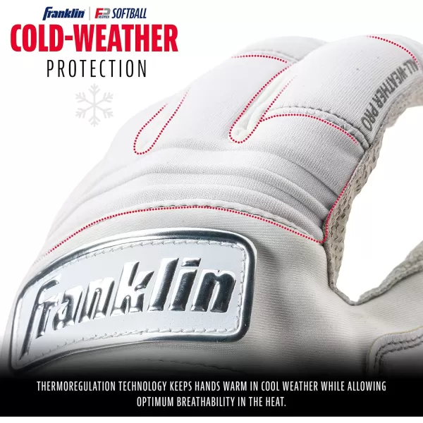 Franklin Sports USA Softball Womens Softball Batting Gloves  CFX Pro Fastpitch  Slowpitch Girls Batting Gloves  Adult  Youth Batting Glove PairsAll Weather  White
