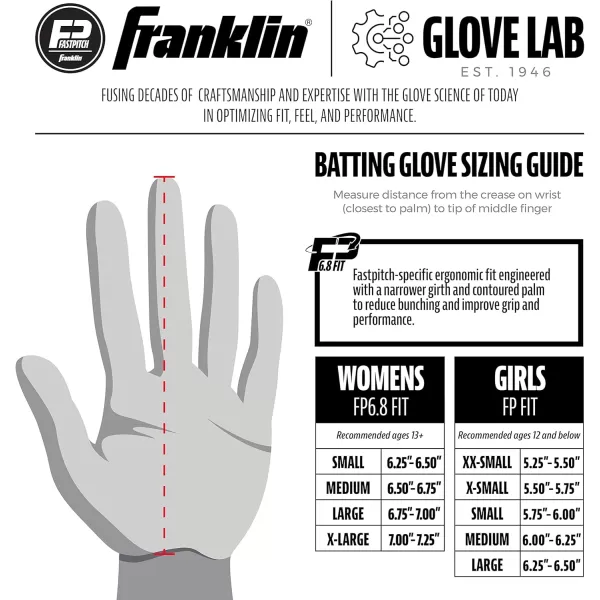 Franklin Sports USA Softball Womens Softball Batting Gloves  CFX Pro Fastpitch  Slowpitch Girls Batting Gloves  Adult  Youth Batting Glove PairsAura