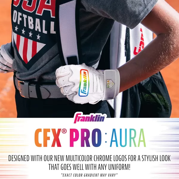 Franklin Sports USA Softball Womens Softball Batting Gloves  CFX Pro Fastpitch  Slowpitch Girls Batting Gloves  Adult  Youth Batting Glove PairsAura