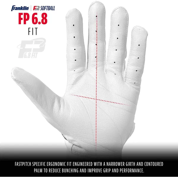 Franklin Sports USA Softball Womens Softball Batting Gloves  CFX Pro Fastpitch  Slowpitch Girls Batting Gloves  Adult  Youth Batting Glove PairsChrome White  Fastpitch